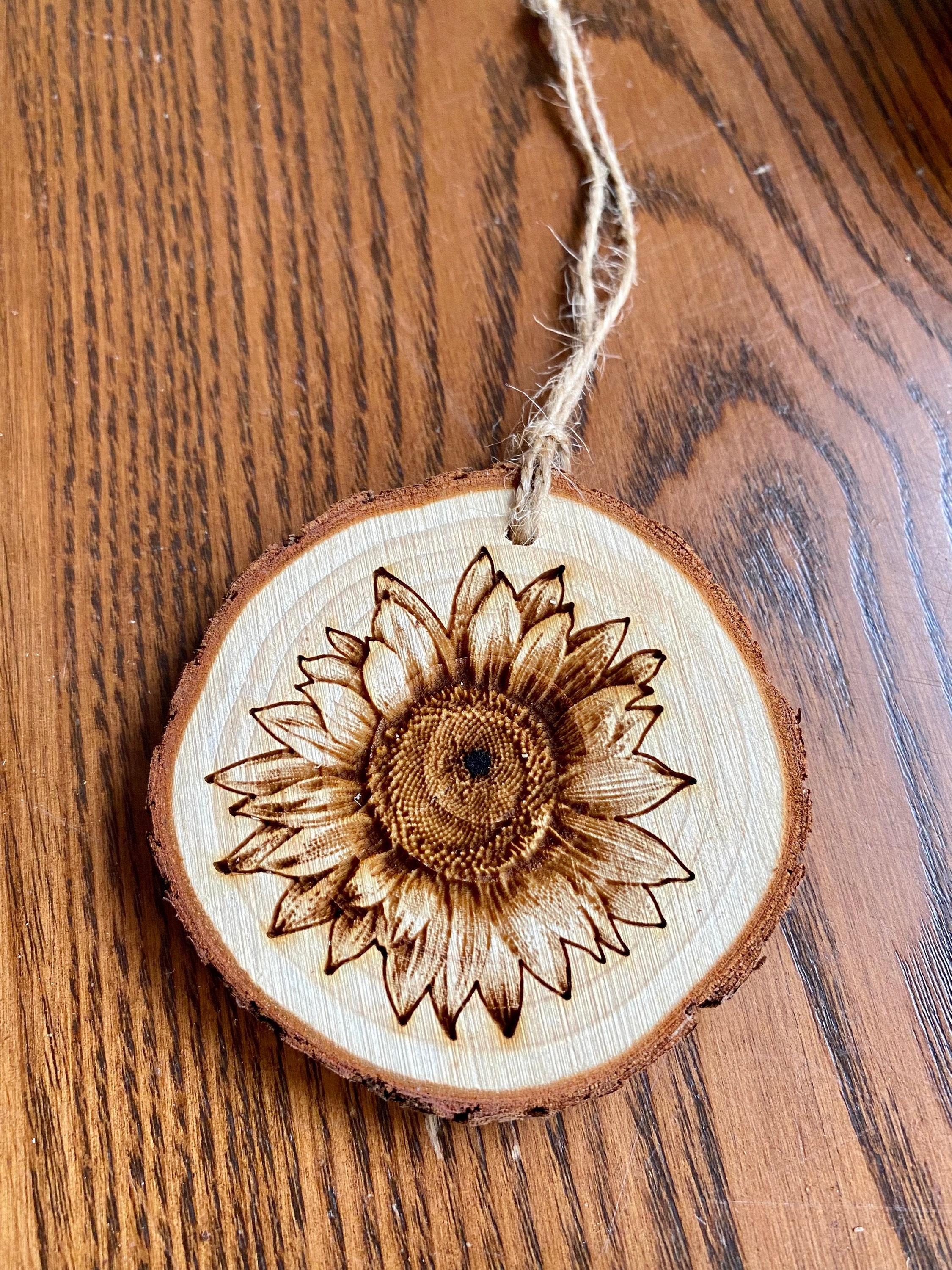 36 Stunning DIY Christmas Tree Decoration Ideas 30 Engraved Sunflower Wood Slice Christmas Ornament