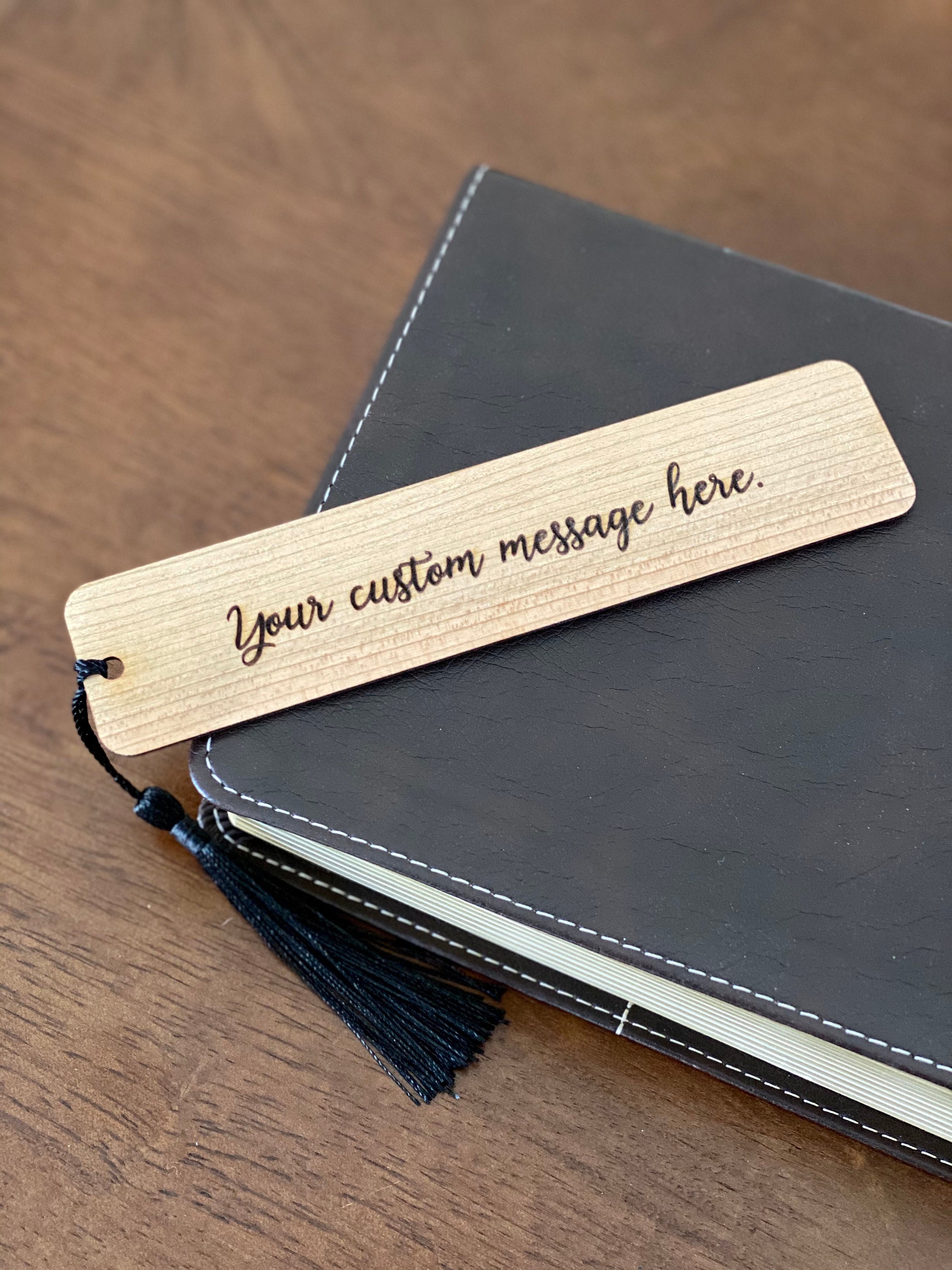 Moon Phases Engraved Wood Bookmark With Custom Message - Personalized ...