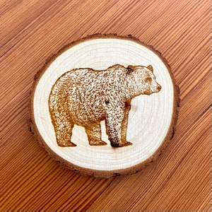 Ensemble de sous-verres en bois gravé ours : décoration d&#39;intérieur rustique