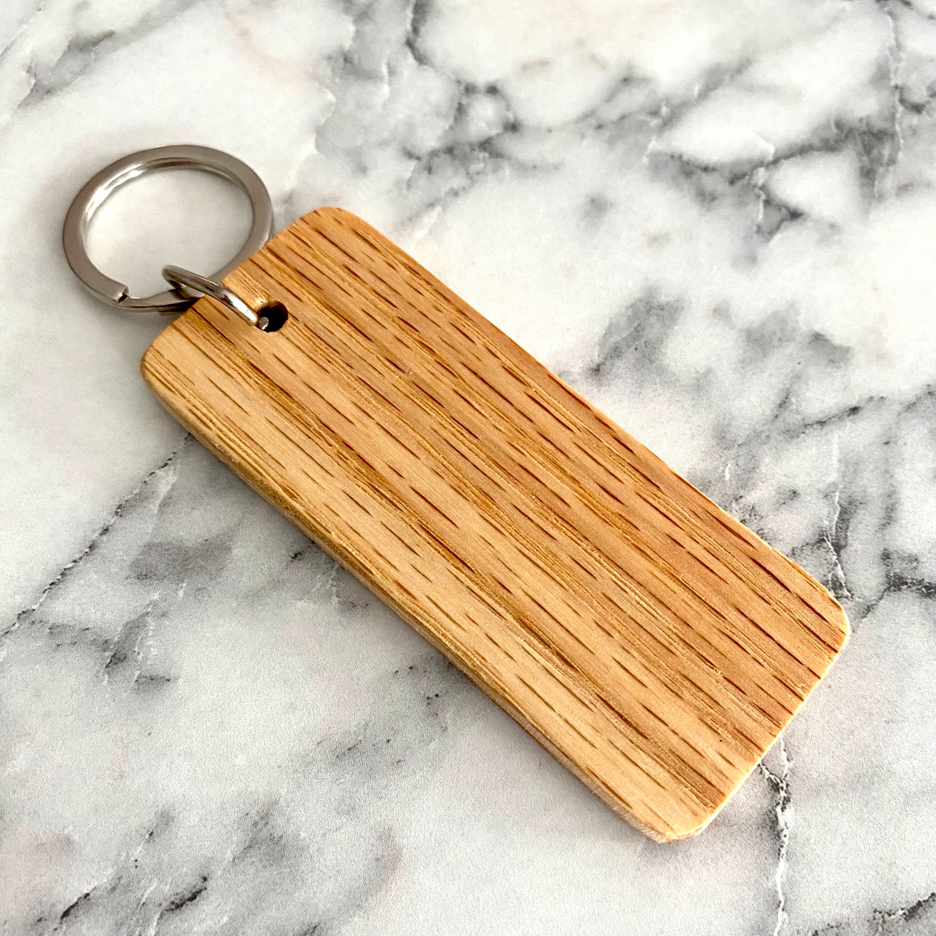 Treeline Engraved Wood Keychain - Oak Laser Engraved