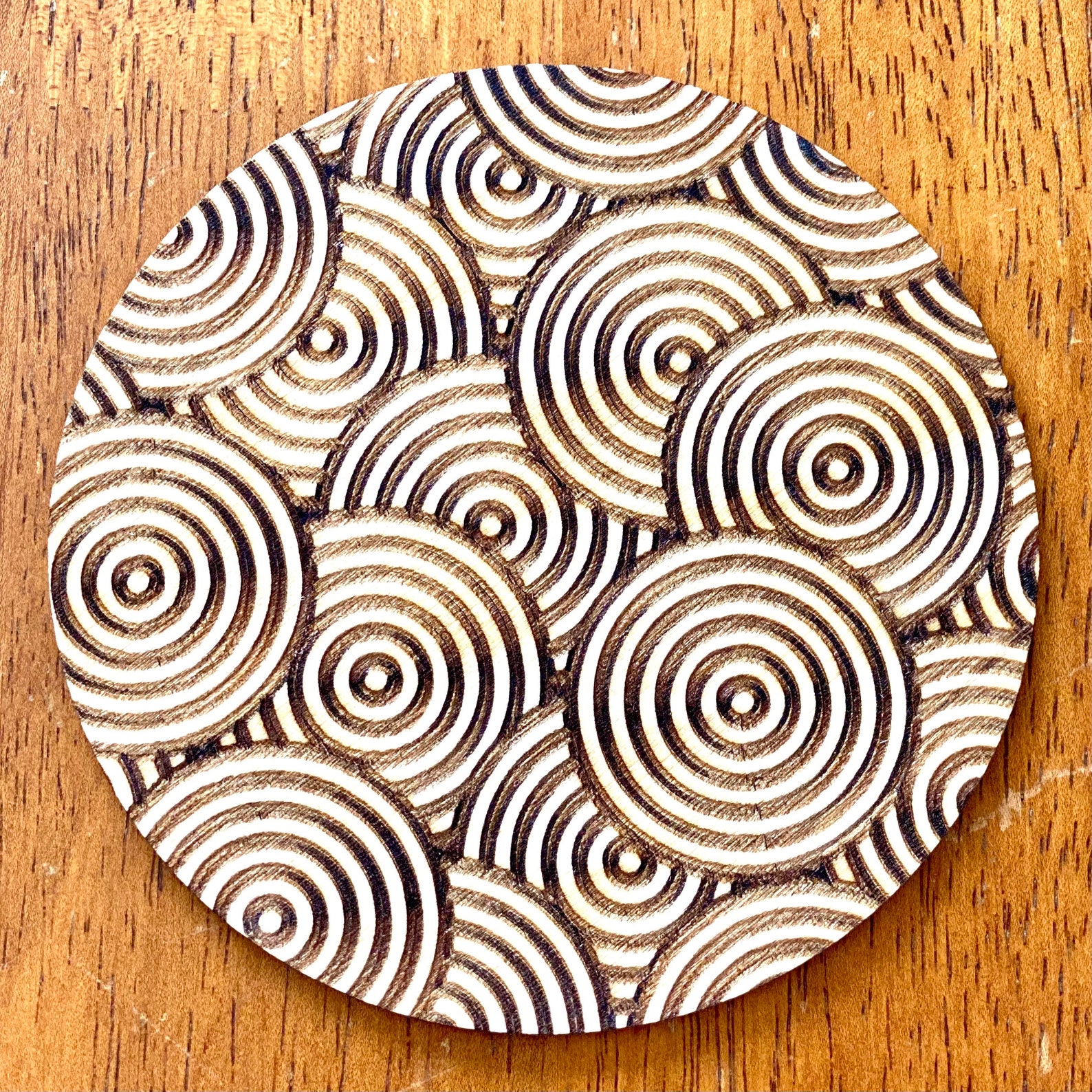 Geometric Shape Wood Coaster Set Unique Design Laser Etsy