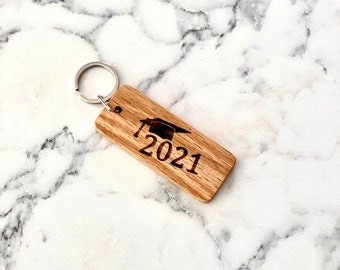 Engraved Wood Keychain - Perfect Graduation Gift - Custom Wood Laser Engraved Keychain