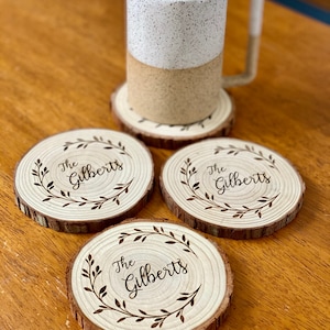 Custom Name Engraved Wood Coaster Set Perfect Valentine's Day, Wedding, Engagement, Anniversary, or Christmas Present image 4