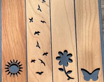 Natur Themen Laser Cut Holz Lesezeichen mit optionaler Personalisierung - Geschenk für Sie und Ihn - Handgefertigtes Holz Lesezeichen