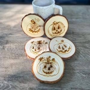 Pumpa Mixa och Matcha Underlägg Set - Välj mellan pumpa-tema Träskivor Underlägg Design