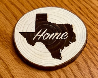Engraved State Wood Coaster Set - Custom Laser Cut Pine