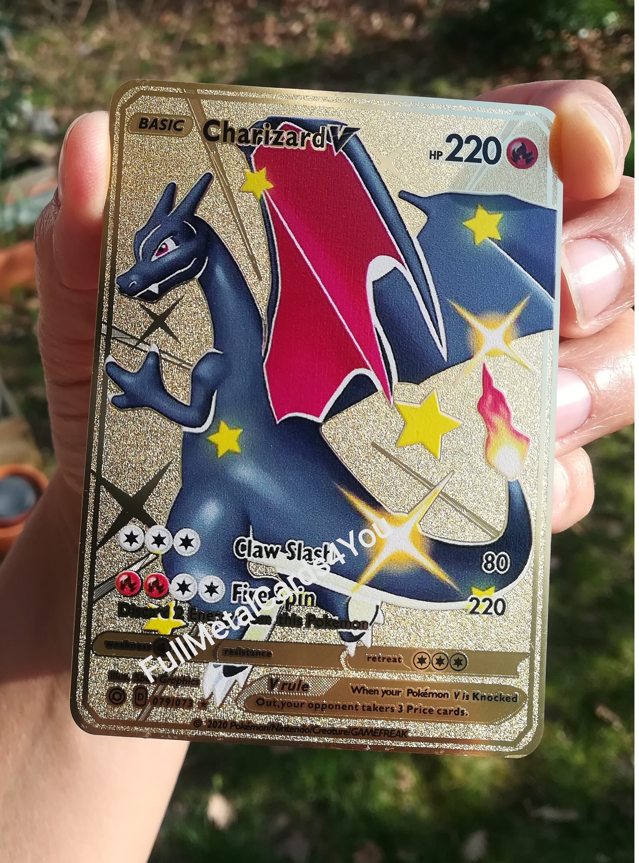 Charizard V Shyni Pokemon Card Fan Made Custom METAL 220