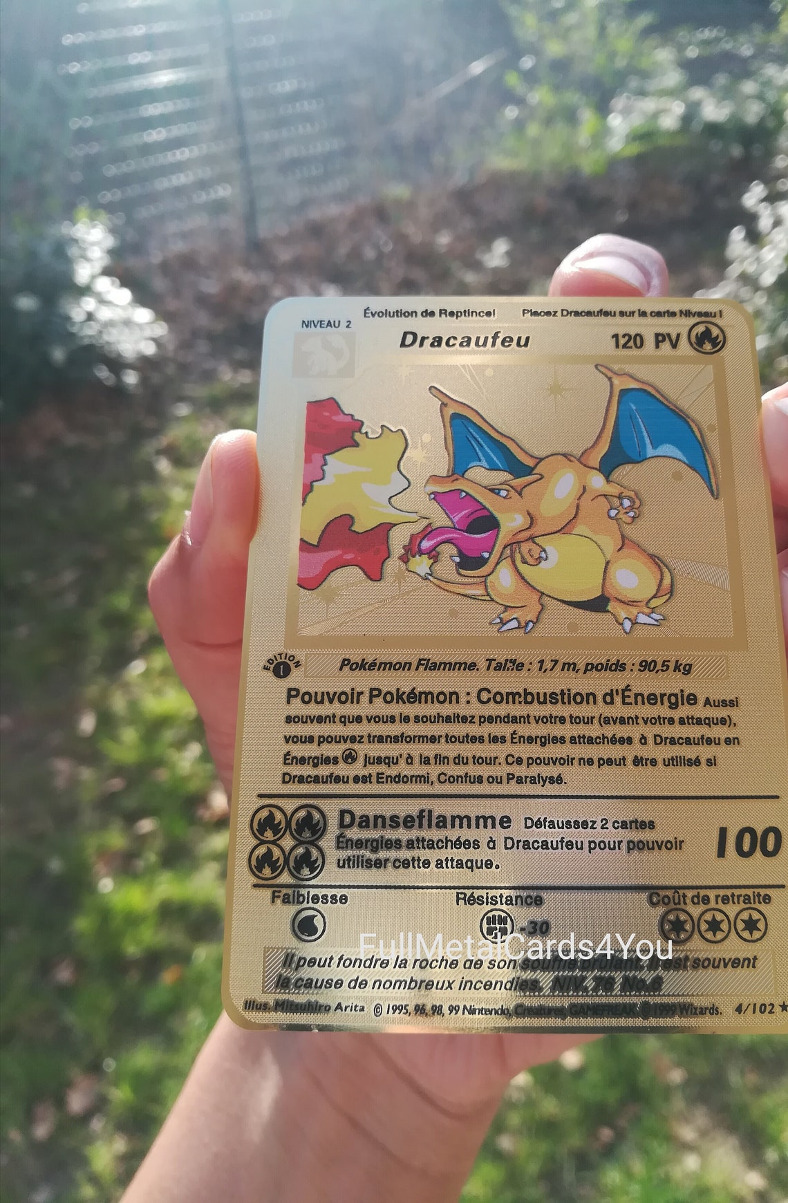 Dracaufeu Carte Pokemon en Metal 1er edition Set de Base Fan Etsy France