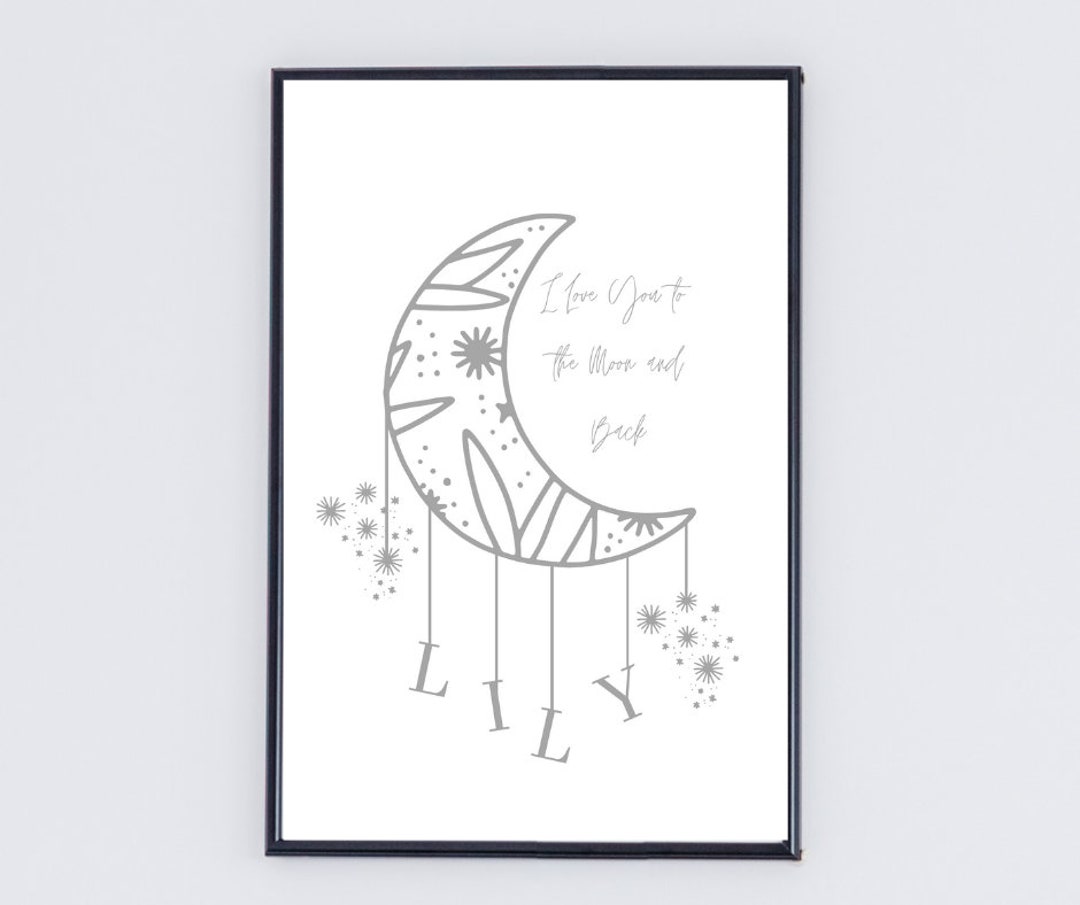 Nursery Moon Wall Art Personalised Moon Print I Love You to Etsy UK