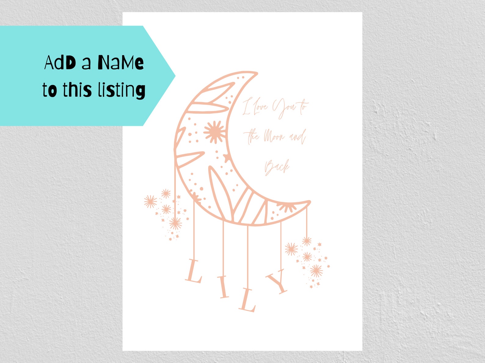 Nursery Moon Wall Art Personalised Moon Print I Love You to Etsy UK