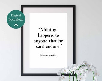 Marcus Aurelius Quote, Stoicism Wall Print, Stoic Digital Download, Stoicism Gift, Stoic Motivational Art