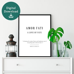 Amor Fati Quote, Stoicism Wall Print, Stoic Digital Download, Stoicism Gift, Stoic Art, Marcus Aurelius Quote