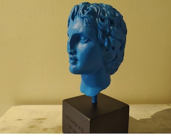 Alexander The Great Blue Statue, Pop Art Sculpture , Blue Ancient Greek Alabaster Statue
