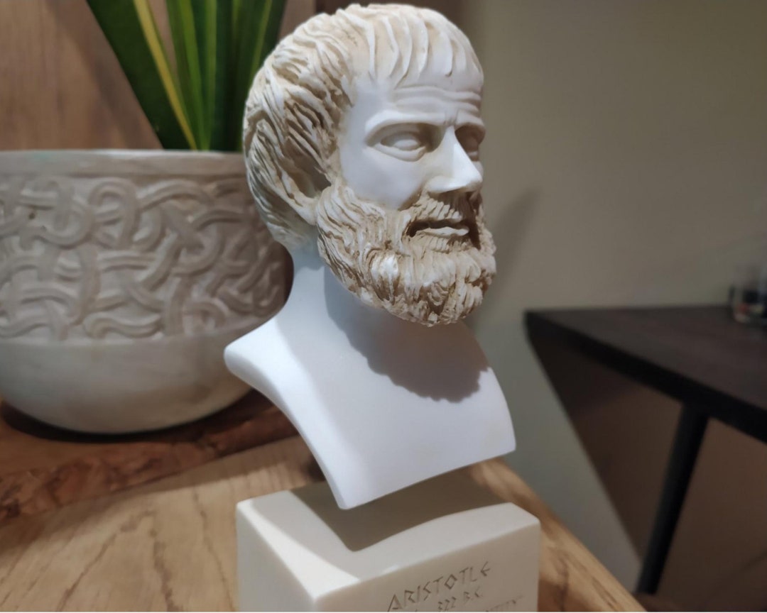 Filosofo greco, statua di Aristotele, scultura del tavolo, statua greca