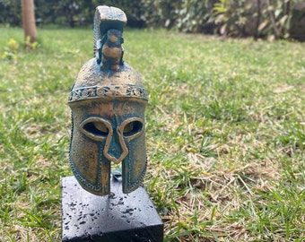 Warrior Helmet Ancient Greek Sculpture, Metal Art, Table Decor, Greek Helmet