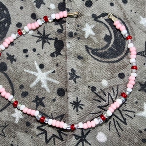 Pink White Red Seed Bead Bracelet