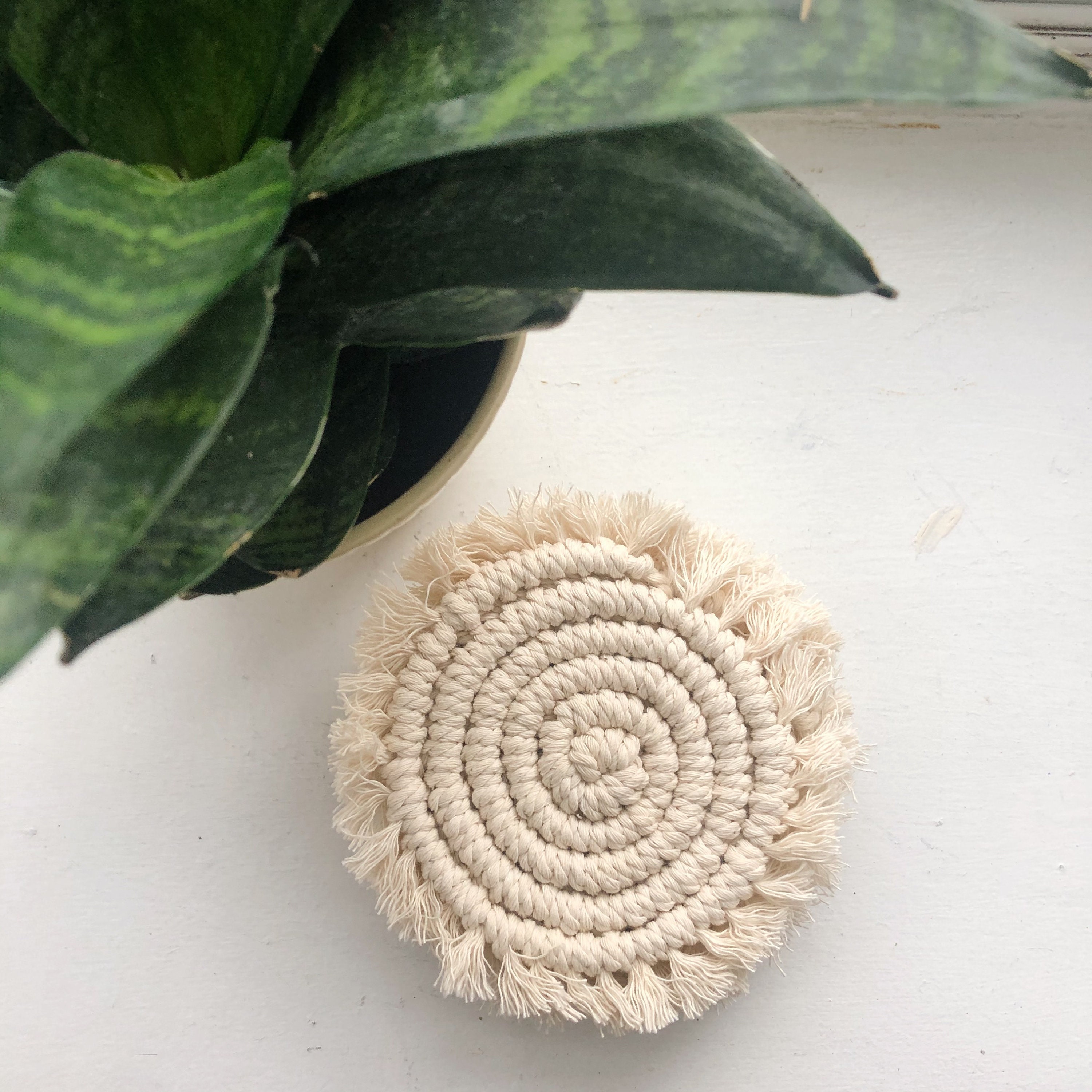 Macrame Coasters set of 4 Etsy