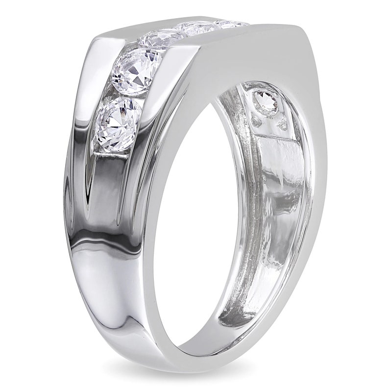 Men/'s Channel Setting Ring 0.80 Ct Round-Cut VVS1 Diamond Engagement /& Wedding Men/'s Ring 14k White Gold