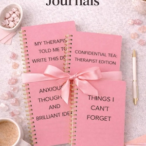 Funny Therapy Notebook – Handmade Vinyl Decal Journal, Mental Health Gift
