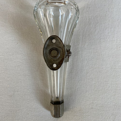 Vintage Benzer style 6 1/2 shops inch etched clear glass flower vase