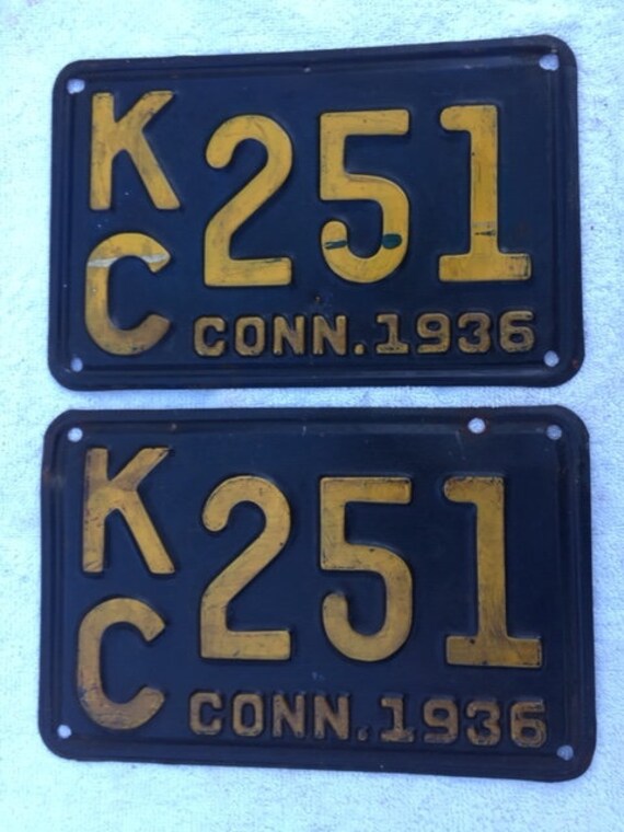 Antique CT 1936 License Plates - Etsy