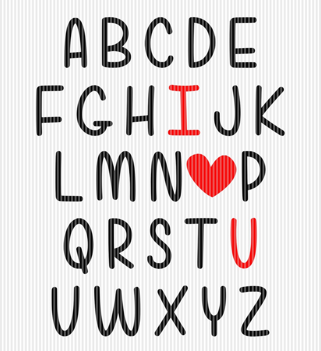 I LOVE YOU Alphabet, ABC Svg, I Love U Svg, Valentine Svg, Love Quote