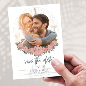 Minimal Save The Date | Floral Save The Date | Digital Save The Date Invite | Save The Date Canva Template