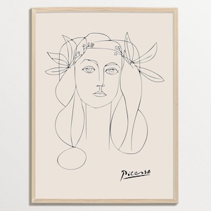 Picasso Print, Line Art Print, Picasso Woman Portrait