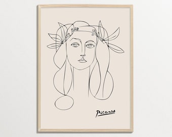 Picasso Print, Line Art Print, Picasso Woman Portrait
