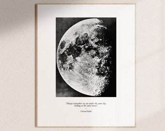 Always remember we are under the same sky looking at the same moon | Indie Room Decor, Moon Boho Print Wall Art, Love Quote