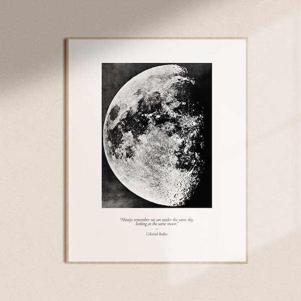 Always remember we are under the same sky looking at the same moon | Indie Room Decor, Moon Boho Print Wall Art, Love Quote