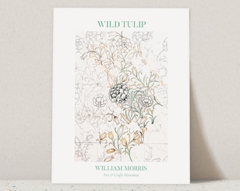 Póster de William Morris – TULIPÁN SILVESTRE / Decoración Art Nouveau para el hogar, estampado floral, lámina de William Morris, arte mural floral