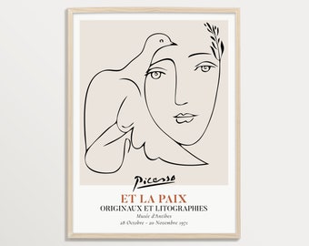 Picasso Print – Woman With Dove | Exhibition Poster, Mid Century Modern