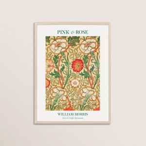 William Morris Poster – PINK & ROSE | Art Nouveau Home Decor, Exhibition Print, Floral Wall Art