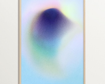 Soft Abstract Aura Gradient Wall Art Print – Modern Minimalist Poster in Pastel Blue for Living Room or Bedroom, Vibrant Home Decor