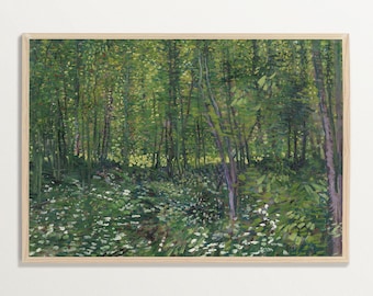 Van Gogh Forest Landscape Print – Green Nature Wall Art, Woodland Painting Poster