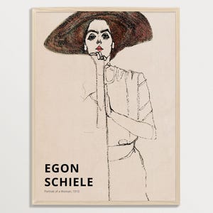 Egon Schiele Print – Portrait of a Woman | Exhibition Poster, Vintage Portrait, Mid Century Modern