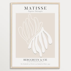 Matisse Print LEAVES Beige Modern Art Print, Henri Matisse Cutout Poster, Botanical Abstract Wall Art