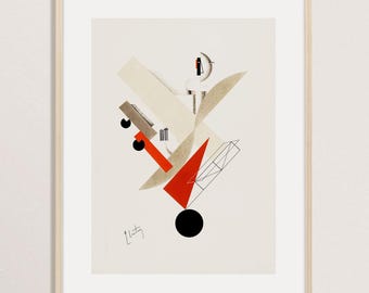 Bauhaus Print by El Lissitzky, Mid Century Art, Russian Abstract Wall Art