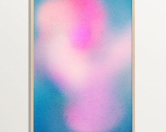 Bright Aura Abstract Wall Art Print – Blue Pink Gradient Poster for Modern Home Decor, Minimalist Contemporary Artwork, Dopamine Decor