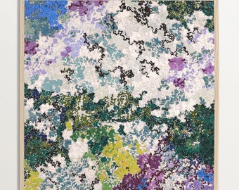 Quadro astratto con fiori – Stampa floreale impressionista colorata, arte moderna per il soggiorno, poster in stile tela quadrata e audace