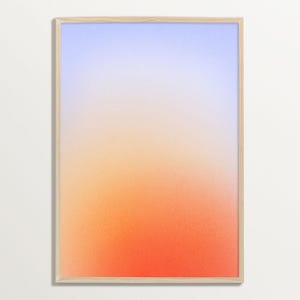 Sonnenaufgangs Poster – Sanfter Farbverlauf in Orange und Blau, Modernes abstraktes Wandbild für Wohnzimmer, Büro oder Flur