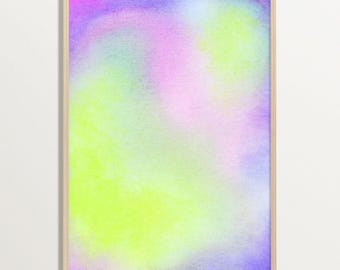 Bright Abstract Wall Art Print – Dopamine Decor, Neon Pastel Minimalist Poster for Modern Interiors, Gradient Watercolor Artwork