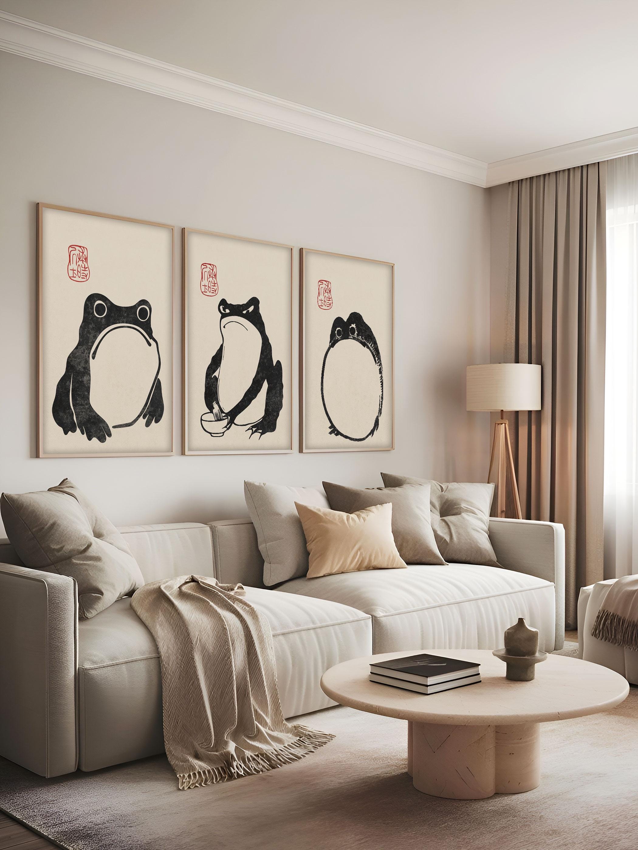 Set of 3 Matsumoto Hoji Frog Wall Art Prints – Vintage Japanese