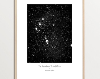 Orion Constellation Print - The Sword and Belt of Orion | Vintage Astronomy Print, Orions Belt Wall Art