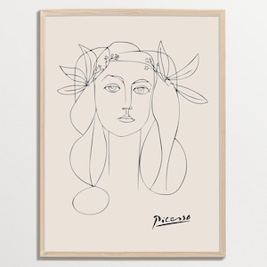 Impression Picasso, impression d'art au trait, portrait de femme Picasso