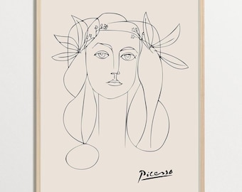 Picasso-afdruk, zeer fijne tekeningen, portret vrouw Picasso