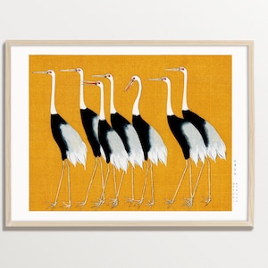 Japanese Wall Art – Seven Cranes | Vintage Woodblock Print, Japanese Artwork, Minimalist Wall Art