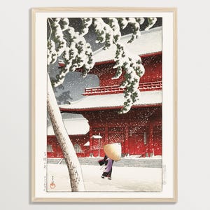 Japanese Woodblock Print – The Zojo Shrine | Ukiyoe Poster, Vintage Japan Poster, Antique Japanese Art