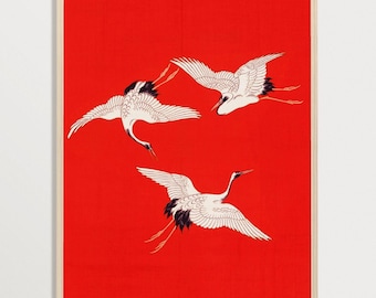 Japanese Wall Art, Crane Print, Minimalist Wall Art